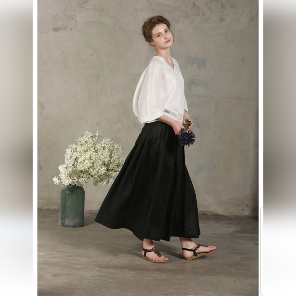 Saint Tropez West Black A-Line Full-Length Skirt